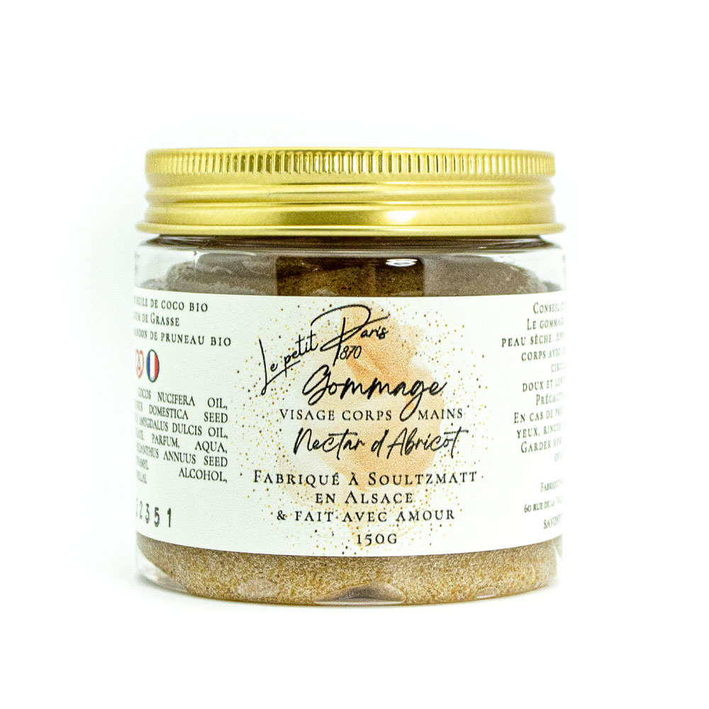 Gommage au nectar d'abricot, produit naturel et exfoliant de la Savonnerie Petit Paris