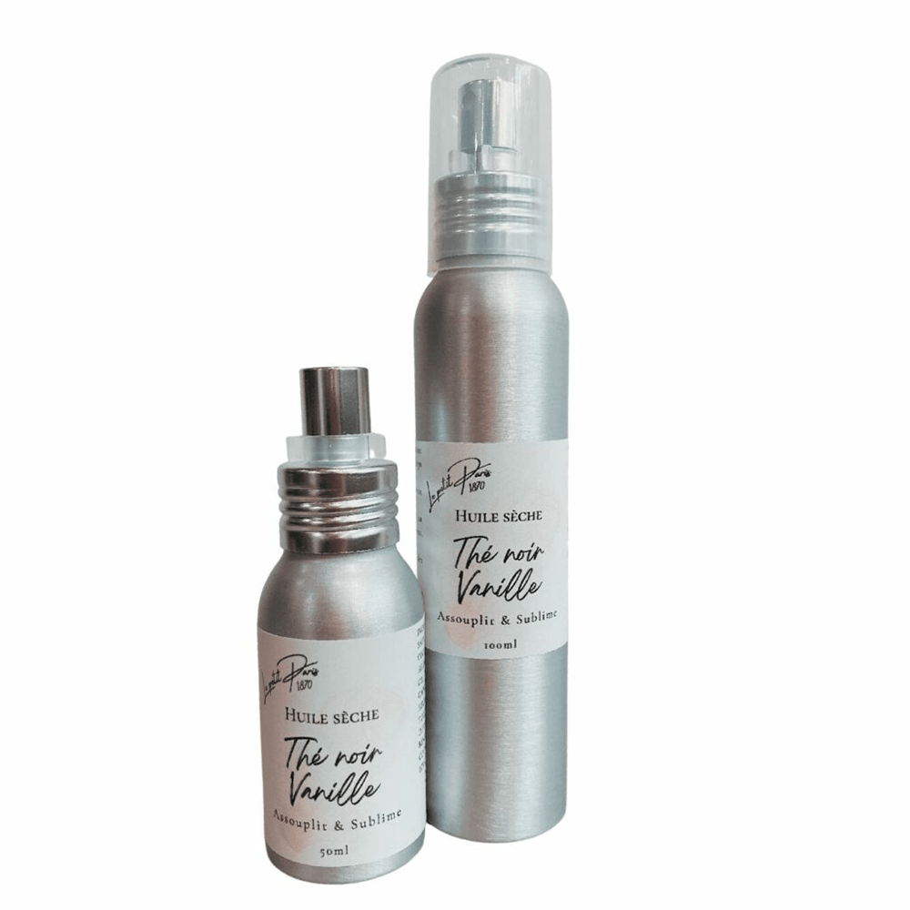 2 Huiles Sèches Thé Noir Vanille, hydratantes et parfumées.