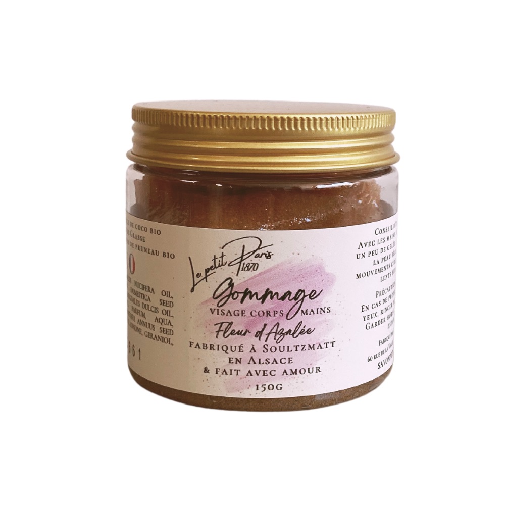 Gommage Fleur d'Azalée 150 g, exfoliant doux et floral.